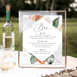 Poster Boho Blooms Sinal de Bar de Casamento
