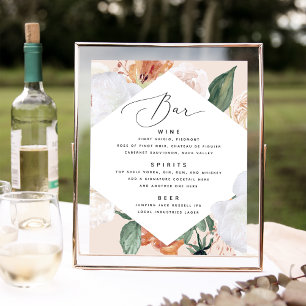 Poster Boho Blooms Sinal de Bar de Casamento