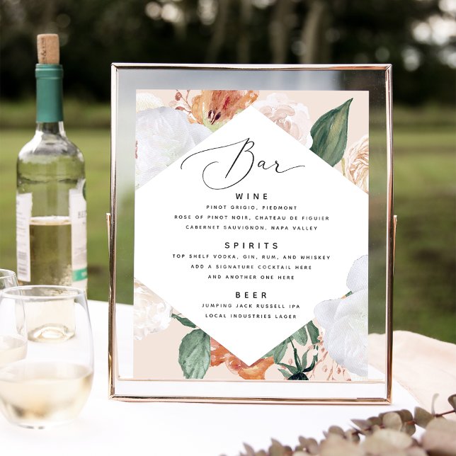 Poster Boho Blooms Sinal de Bar de Casamento (Criador carregado)