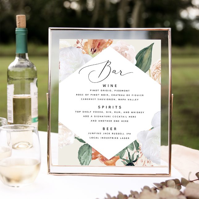 Poster Boho Blooms Sinal de Bar de Casamento (Criador carregado)