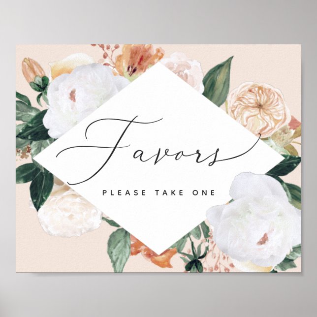 Poster Boho Blooms Sinal de Favor de Casamento (Frente)