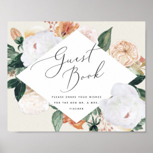 Poster Boho Blooms Sinal de Guestbook