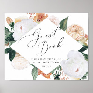 Poster Boho Blooms Sinal de Guestbook