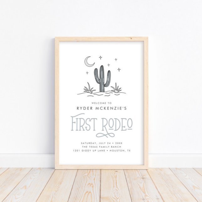 Poster Boho Blue Modern Boys First Rodeo primeiro anivers (Criador carregado)