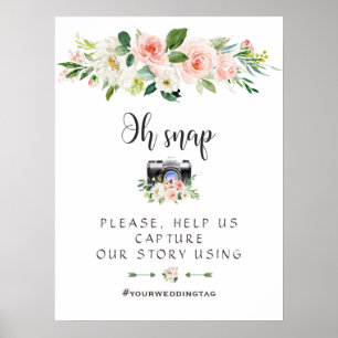 Poster Boho Blush Cream Floral Oh Snap Instagram Sinal