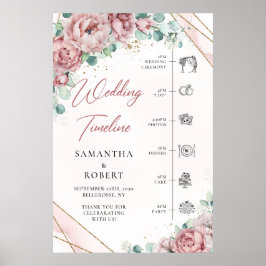 Poster Boho blush florel eucalichipre ouro casamento Time