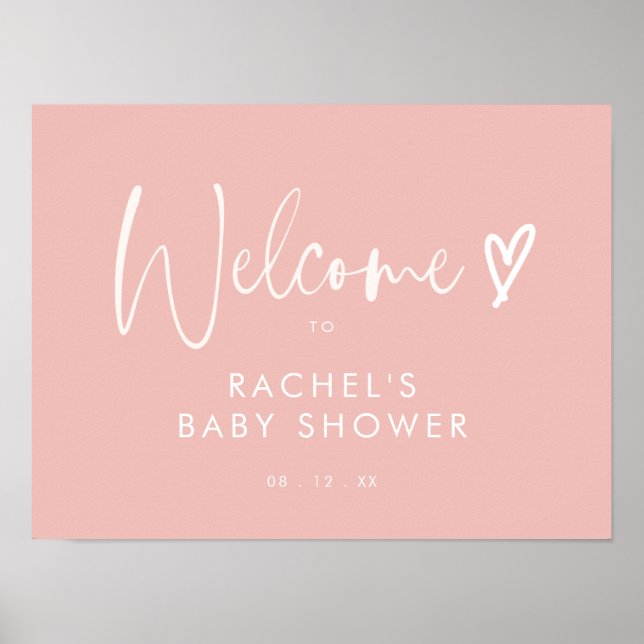 Poster Boho Blush Pink Chá de fraldas Welcome (Frente)