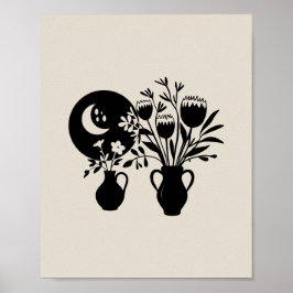 Poster Boho bohemian floral sun moon