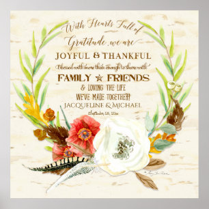 Pôster Boho Bohemian Wreath Floral Fall