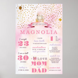 Poster Boho Boho Stats Milestone - Rosa e Dourado - Poste