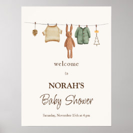 Poster Boho Boy Clothes Chá de fraldas Sinal de Boho