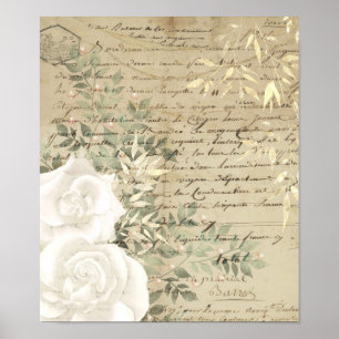 Poster Boho Branco Flora Greenery Letra Caligráfica Doura