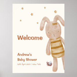 Poster Boho Bunny Toy Chá de fraldas Bonito Minimalista