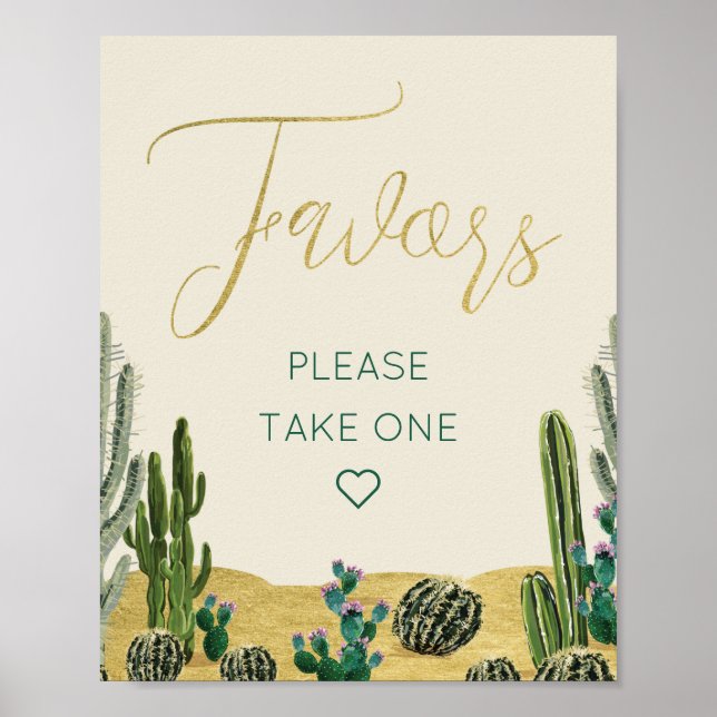 Poster Boho Cactus Chá de fraldas Favorece Sinal (Frente)