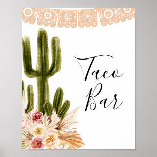 Poster Boho Cactus Taco Bar Taco sobre Sinal de Amor