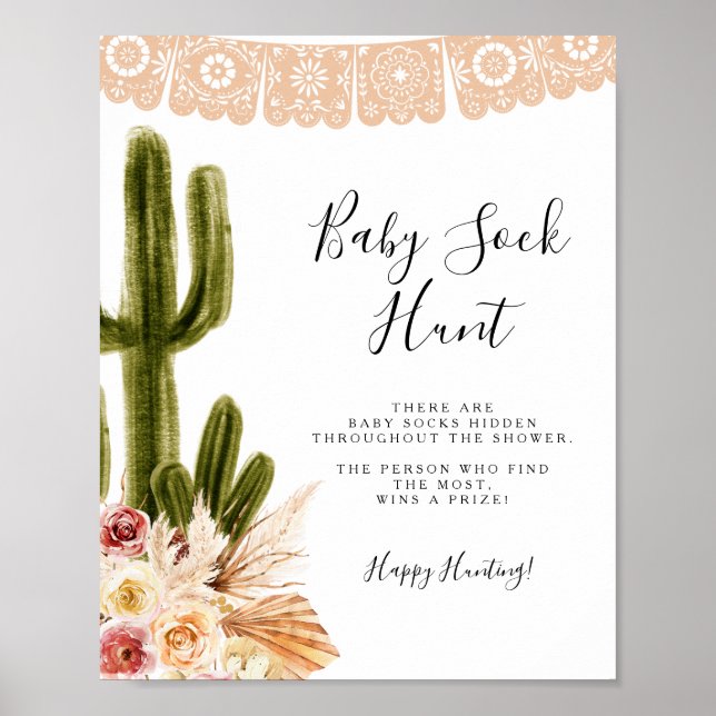Poster Boho Cactus Taco sobre Love Baby Sock Hunt (Frente)