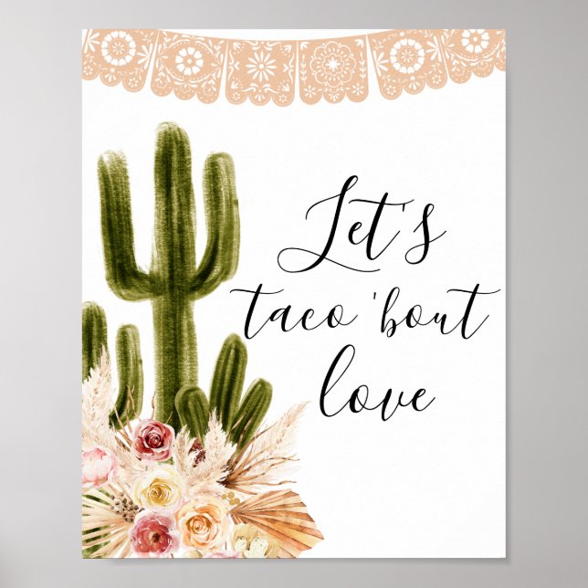 Poster Boho Cactus Vamos Taco sobre o Sinal do Amor (Frente)
