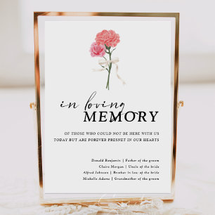 Poster Boho Carnação em memória amorosa Sinal de Casament