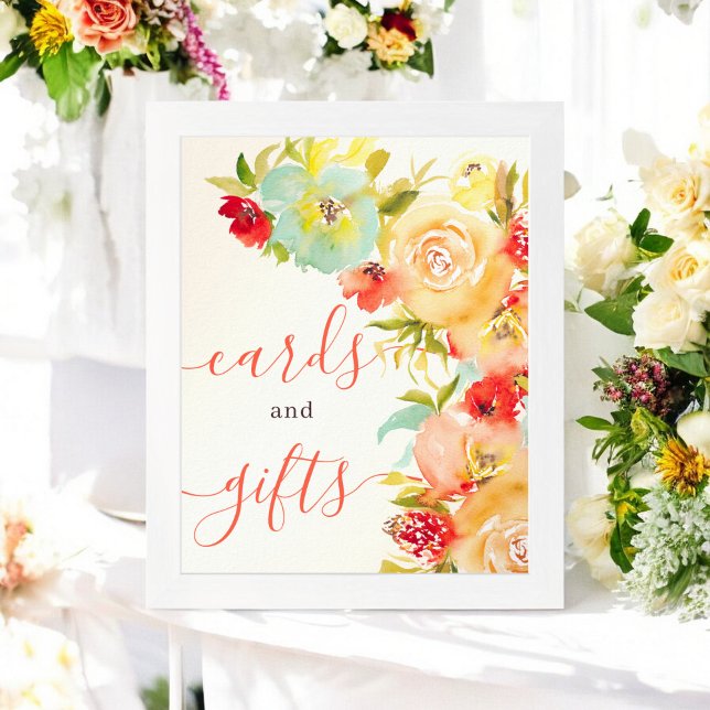 Poster Boho cartões florais de namoro presentes para chá  (Boho Fall in love floral cards gifts bridal shower Poster)