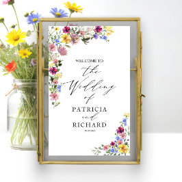 Poster Boho Casamento de Flores Bem-vindo
