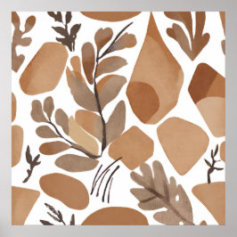 Poster Boho cavalo Folha Estilo de arte Botânica Simples