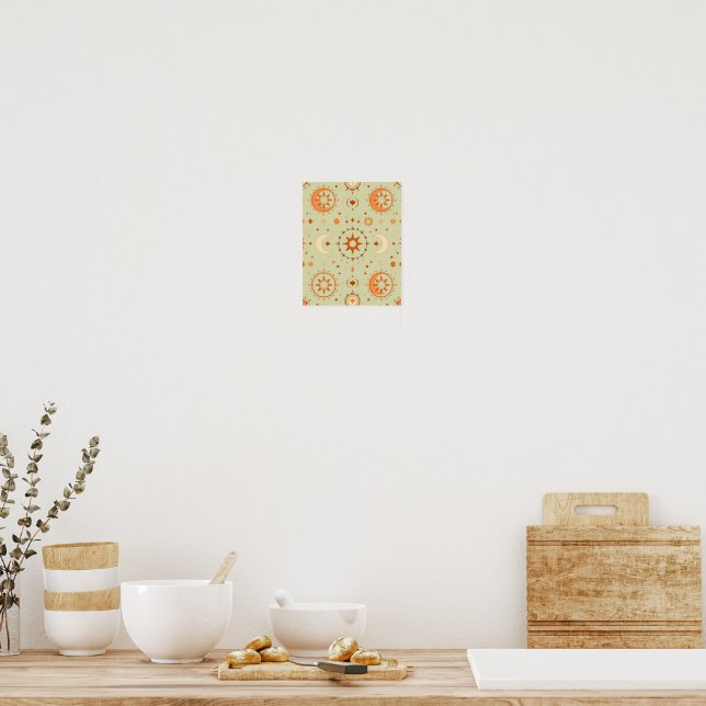Poster Boho Celestial Wall Art | Sun e Lua espiritual (Cozinha)