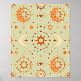 Poster Boho Celestial Wall Art | Sun e Lua espiritual