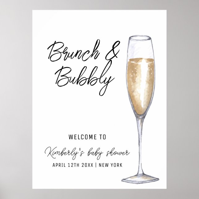 Poster Boho Champagne minimalista - Chá de fraldas de Bru (Frente)