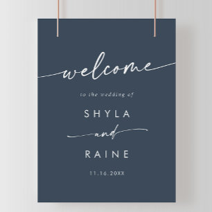 Poster Boho Chic Dark Marinho Blue DIY Sinal de boas-vind