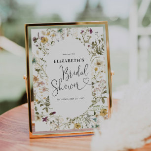 Poster Boho Chic Flor de Campo Floral Chá de Noiva Bem-vi
