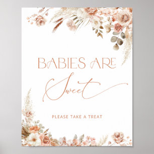 Poster Boho Chic Floral Bebês são Doce