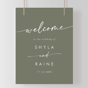 Poster Boho Chic Olive Green - Sinal de boas-vindas do ca