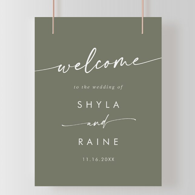 Poster Boho Chic Olive Green - Sinal de boas-vindas do ca (Criador carregado)