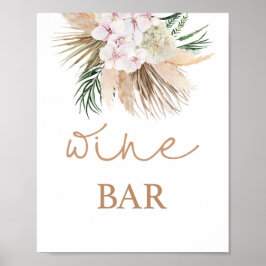 Poster Boho chic Palms secas Sinal de Bar