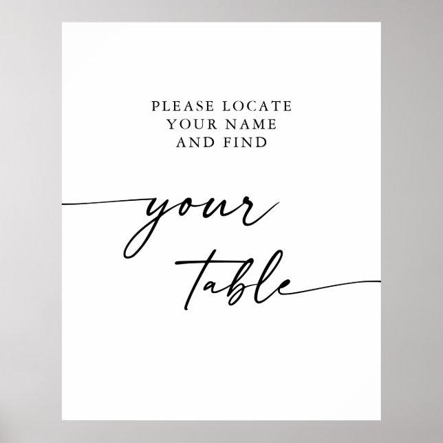 Poster Boho Chic Preto e Branco Encontre sua Mesa Casamen (Frente)