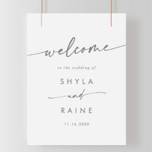 Poster Boho Chic Silver Cinza DIY Sinal de boas-vindas