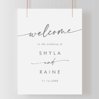 Poster Boho Chic Silver Cinza DIY Sinal de boas-vindas