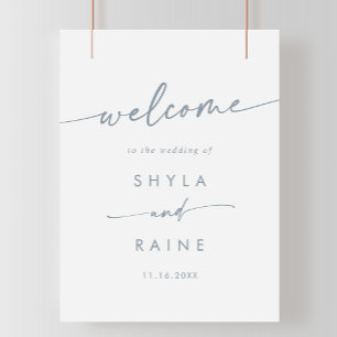 Poster Boho Chic Slate Blue DIY Sinal de boas-vindas
