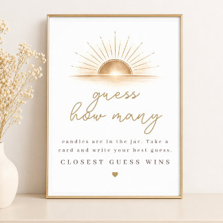 Poster Boho Chic Sun Neutral Baby Shower Guess How Many