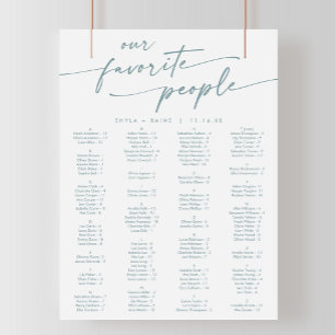 Poster Boho Chic Teal e White Printable Seating Chart