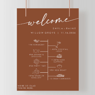 Poster Boho Chic Terracotta DIY Wedding Timeline Bem-vind
