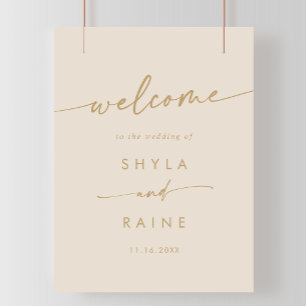 Poster Boho Chic Vintage Dourado DIY Weding Sinal de Boho
