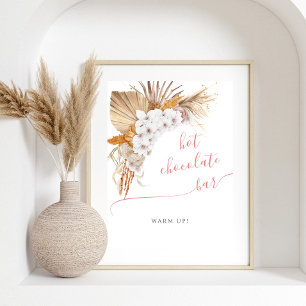 Poster Boho Chic Watercolor Baby Shower Hot Chocolate Bar