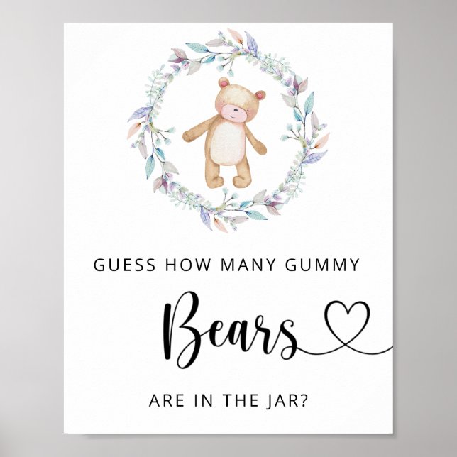 Poster Boho chique ursinho adivinhe quantos ursos de GUMM (Frente)