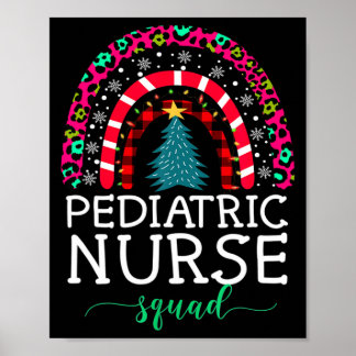 Poster Boho Christmas Leopard Rainbow Pediatric Nurse Squ
