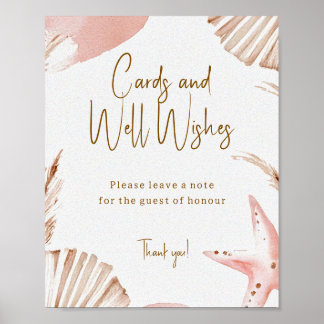 Poster Boho Coastal Baby Shower Cards & Well Wishes Sign 