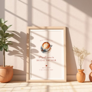 Poster Boho Coffee Chá de Noiva Coração Bem-vindo