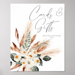Poster Boho Copper Pampas Beige Floral Cards & Gifts Sina