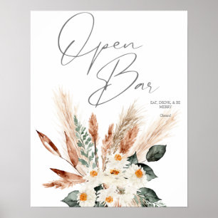Poster Boho Copper Pampas & Beige Floral - Sinal de Bar A