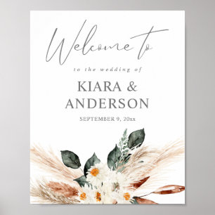 Poster Boho Copper Pampas Beige Floral - Sinal de Boho